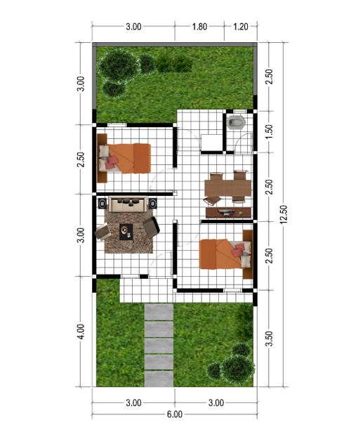 foto denah rumah tipe 36 M2 B perumahan PERUMAHAN BANDAR INDAH PERMAI