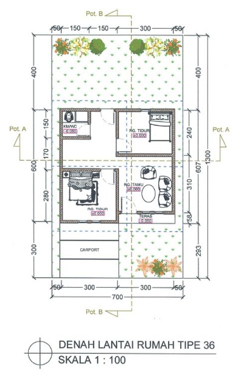 foto denah rumah tipe 36 perumahan Pelangi Garden Belitung