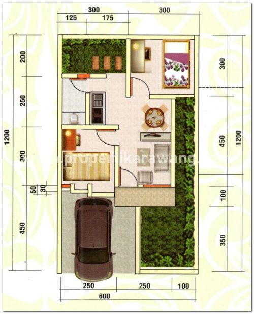 foto denah rumah tipe Komersil 36/72 Hook perumahan PERUMAHAN KORPRI BUMI TEGAR BERIMAN