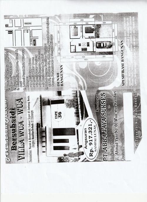 foto denah rumah tipe 36 perumahan Villa wua wua