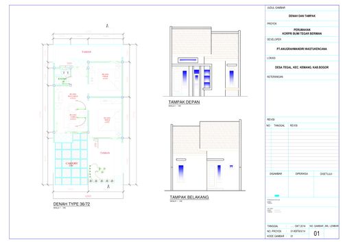 foto denah rumah tipe Subsidi 36/72 perumahan PERUMAHAN KORPRI BUMI TEGAR BERIMAN