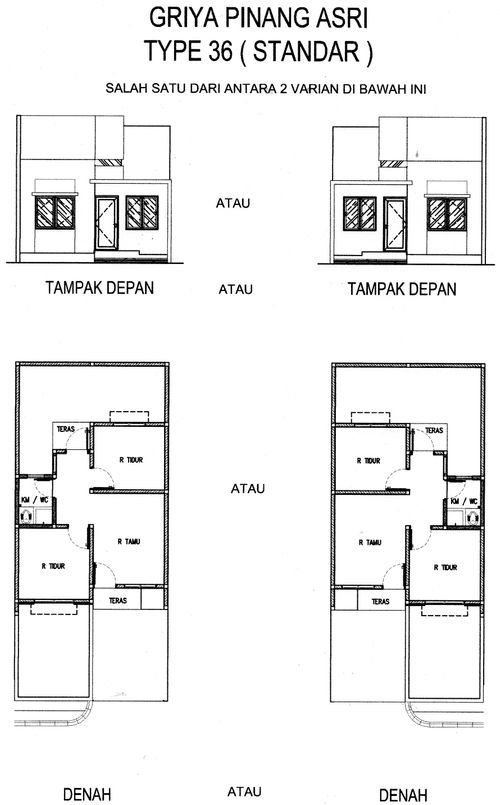 foto denah rumah tipe barak perumahan Griya Pinang Asri