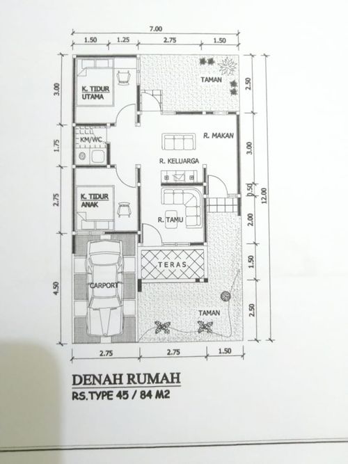 foto denah rumah tipe 45 perumahan PERMATA BATAAN