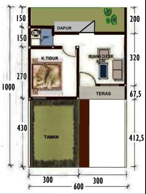 foto denah rumah tipe 22/60 perumahan Perum Bukit Cisalak Permai