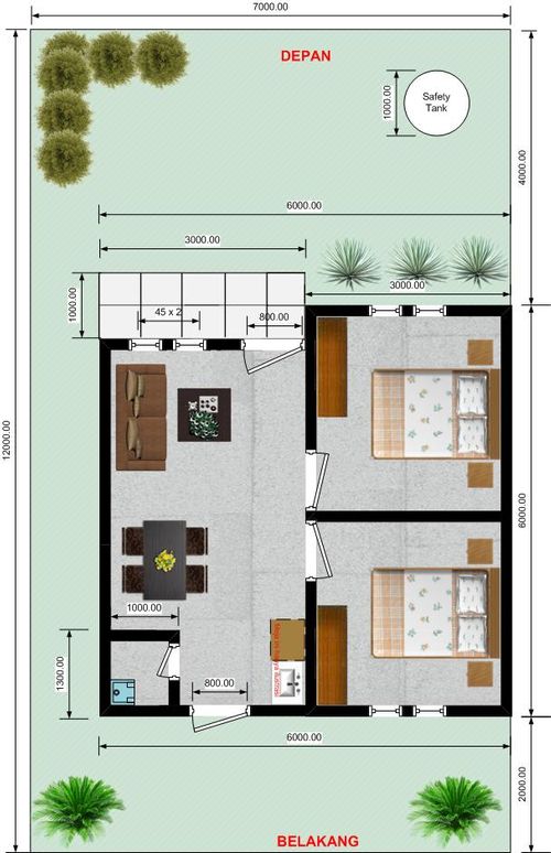 foto denah rumah tipe 36 perumahan GRIYA EMYA HASANAH ARAI PINANG  TAHAP 2