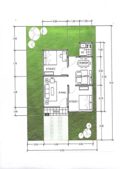 foto denah rumah tipe 36/102 perumahan Sakura Residence