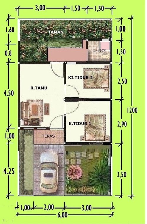 foto denah rumah tipe 36/72 perumahan Perum Bukit Cisalak Permai