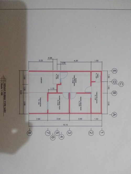 foto denah rumah tipe 34/61 perumahan Griya Waung Asri