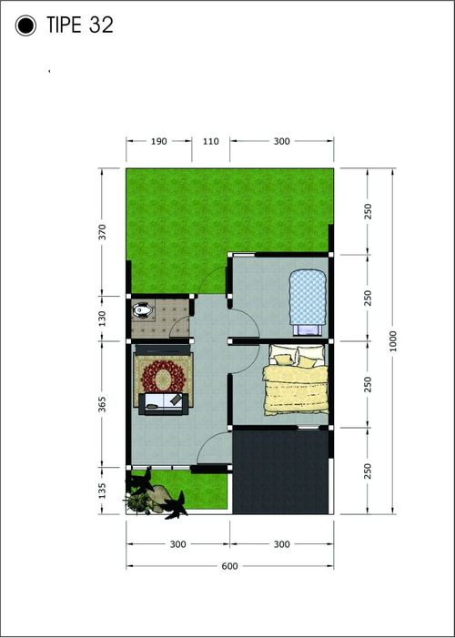 foto denah rumah tipe 32/60 perumahan New Citra Harmoni 