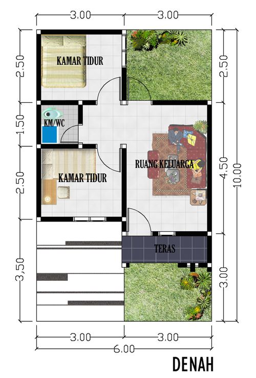 foto denah rumah tipe 36/70 perumahan Griya Pogalan Asri