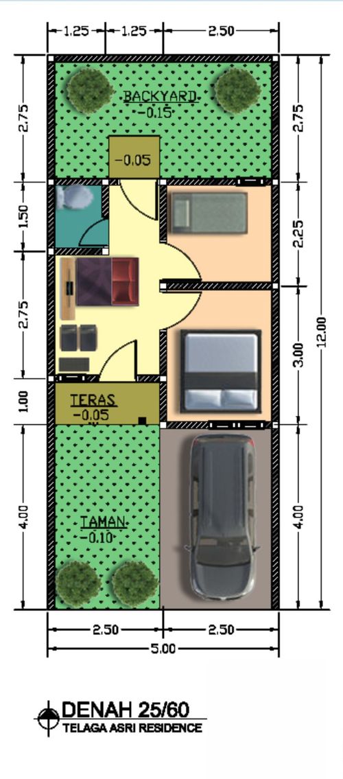 foto denah rumah tipe 25/60 perumahan Telaga Asri Residence