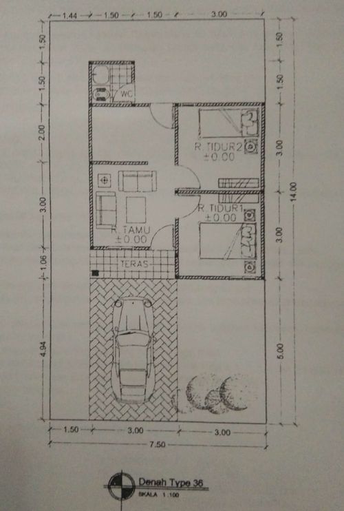 foto denah rumah tipe 36 perumahan Sinar Kencana 2