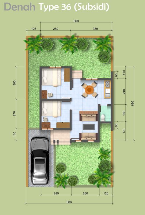 foto denah rumah tipe 36 perumahan ERLANGGA MEGA RESIDENCE - PANTAI NIRWANA