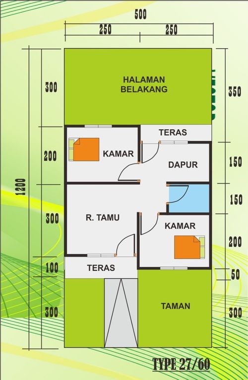 foto denah rumah tipe 27/60 II perumahan Pelita Asri Tengaran