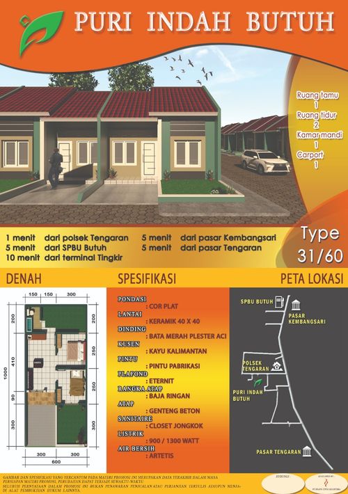 foto denah rumah tipe 31/60 perumahan Puri Indah Butuh Tahap 2