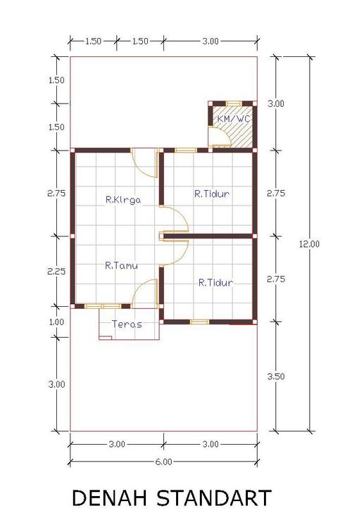 foto denah rumah tipe STANDART 36/72 perumahan PERUMAHAN VILLA BUKIT MAS