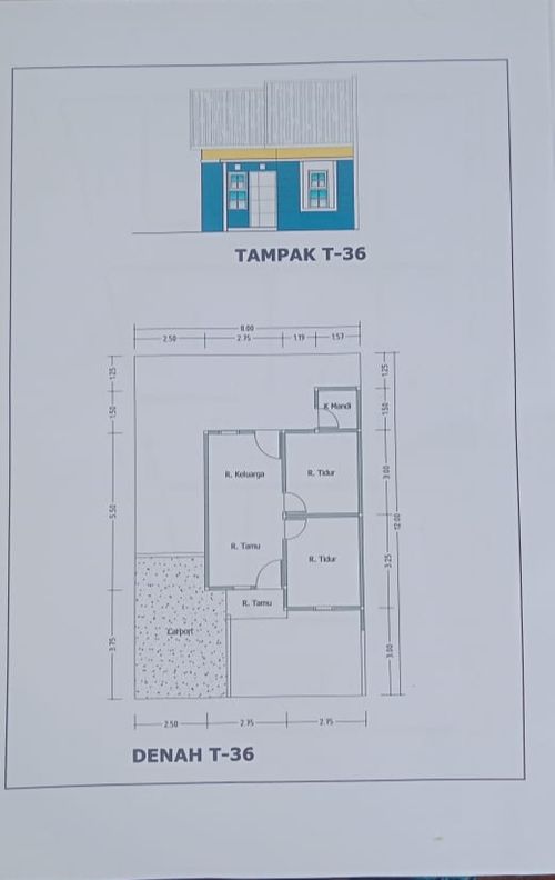 foto denah rumah tipe 36/98 perumahan PONDOK INDAH KENALI