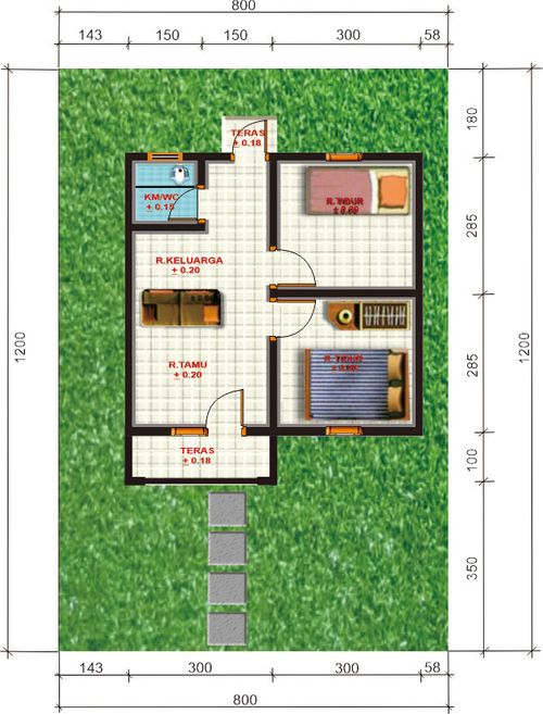 foto denah rumah tipe RsT.36/96 Plus perumahan Perumnas Griya Sungai Duren Indah