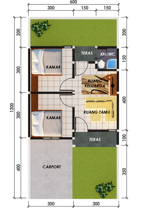 foto denah rumah tipe Intan perumahan Pondok Laguna Indah