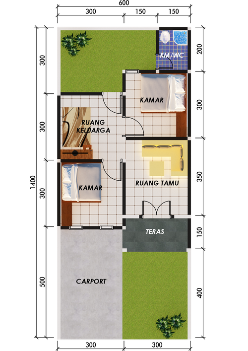 foto denah rumah tipe Zamrud perumahan Pondok Laguna Indah