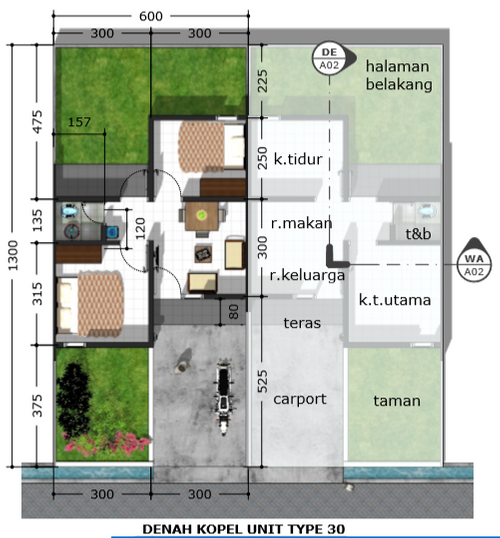 foto denah rumah tipe 30 perumahan Bumi Damai Tanralili