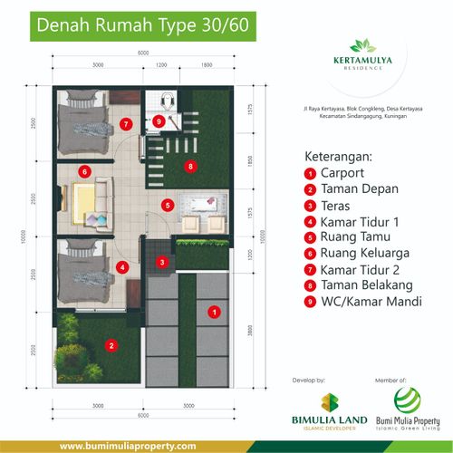 foto denah rumah tipe 30/60 perumahan Kerta Mulya Residence