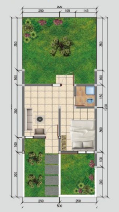 foto denah rumah tipe 22/60 perumahan Grand Riscon Darmaga