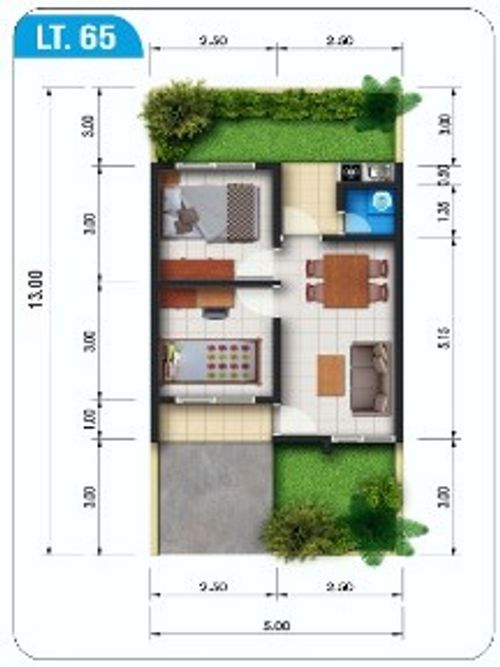 foto denah rumah tipe 35/65 perumahan GRIYA PERMATA LANDOH