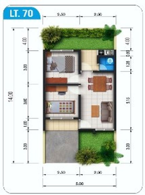 foto denah rumah tipe 35/70 perumahan GRIYA PERMATA LANDOH