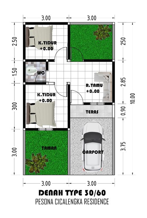 foto denah rumah tipe 30/60 perumahan PESONA CICALENGKA RESIDANCE