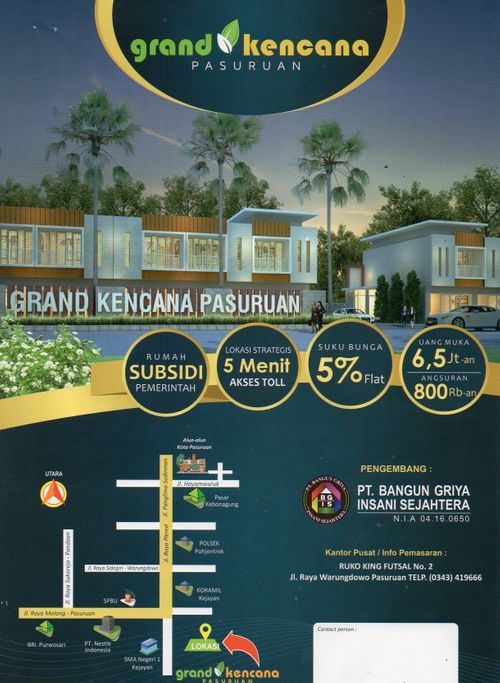 foto denah rumah tipe SUBSIDI perumahan Grand kencana pasuruan