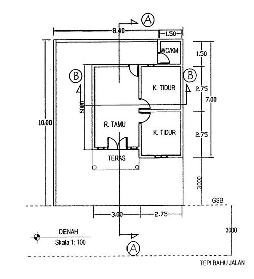 foto denah rumah tipe 36/72 perumahan VILLA KERTOSARI ASRI