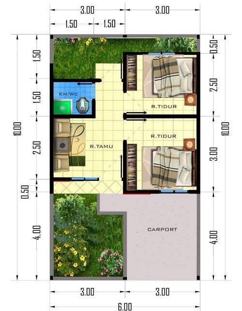 foto denah rumah tipe 30/60 perumahan GRIYA TANJUNG ASRI