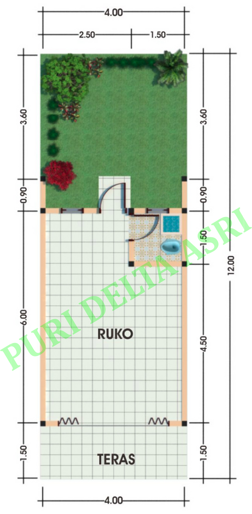foto denah rumah tipe Ruko 30/48 perumahan Puri Delta Asri 7
