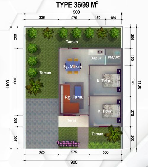 foto denah rumah tipe 36 perumahan PERMATA INDAH 2