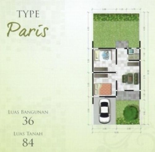 foto denah rumah tipe PARIS perumahan GRAND ABDI KARYA REGENCY