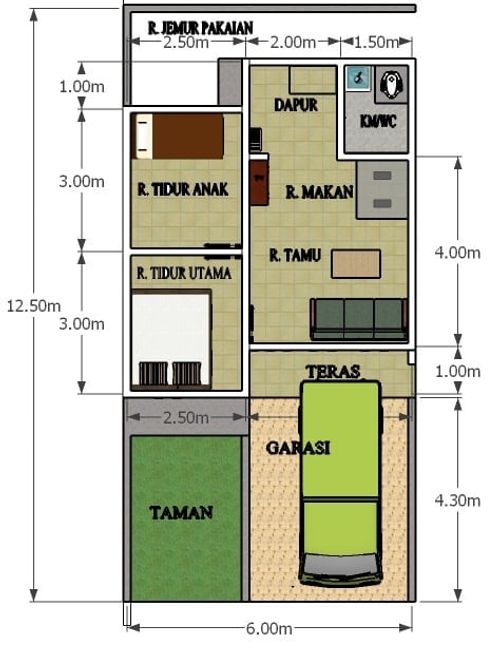 foto denah rumah tipe 36 perumahan Kuto Mulyo Residence