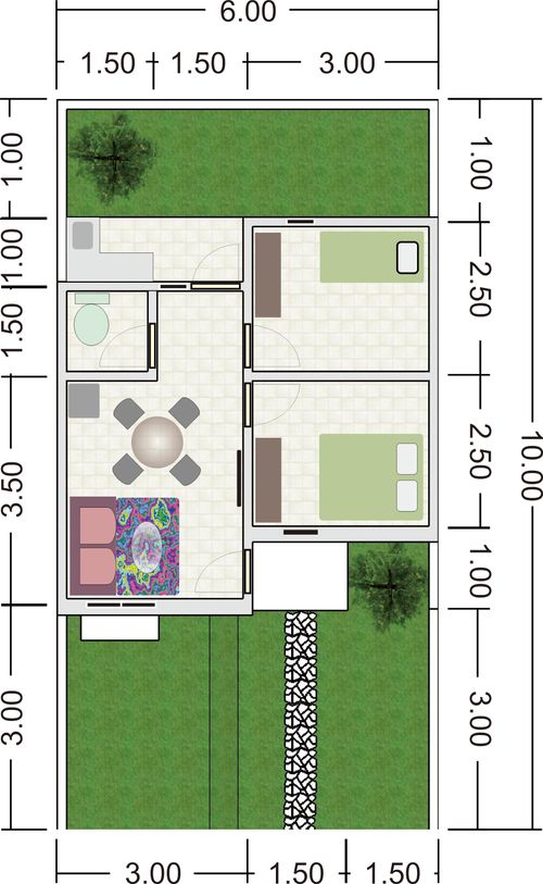 foto denah rumah tipe 30/60 perumahan Simpenan Residence