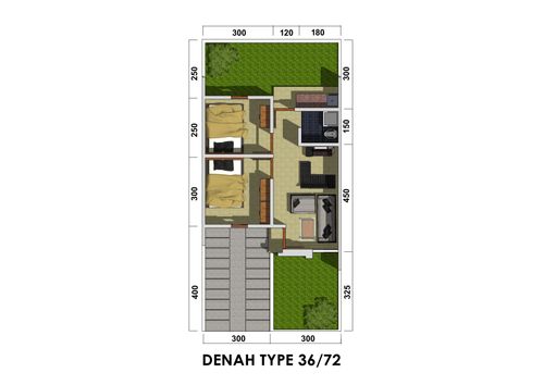 foto denah rumah tipe 36/72 perumahan pesona permata hijau 2