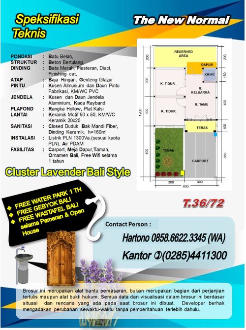 foto denah rumah tipe Lavender Blok J3-8 dan J4-2 perumahan BRD RESIDENCE 