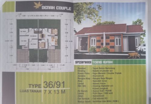 foto denah rumah tipe 36 perumahan Yuki Vista 2