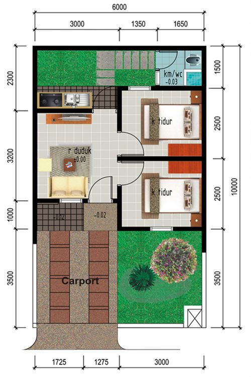 foto denah rumah tipe Kaliandra 80 perumahan PERMATA MUTIARA MAJA - CLUSTER ORION