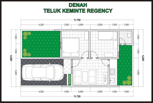 foto denah rumah tipe 36 perumahan Teluk Keminte Regency