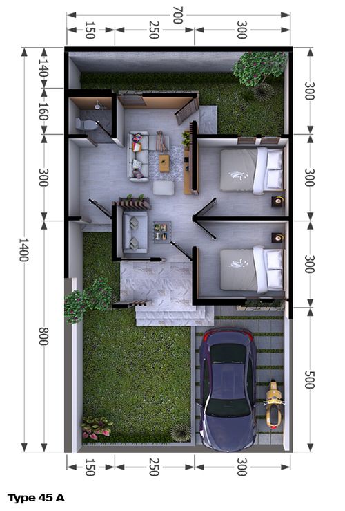 foto denah rumah tipe 45 B perumahan Mutiara Wilis