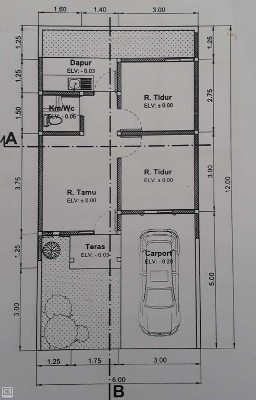 foto denah rumah tipe 40/72 perumahan Griya Sedaya Kandeman 