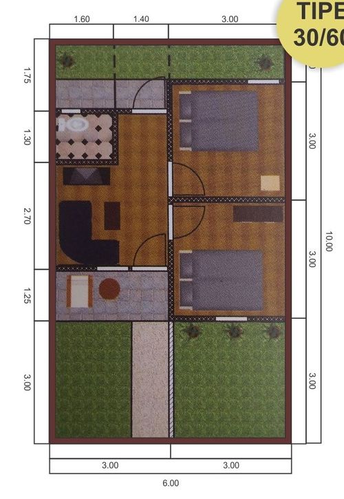 foto denah rumah tipe 30/60 perumahan Bumi Berkah 517