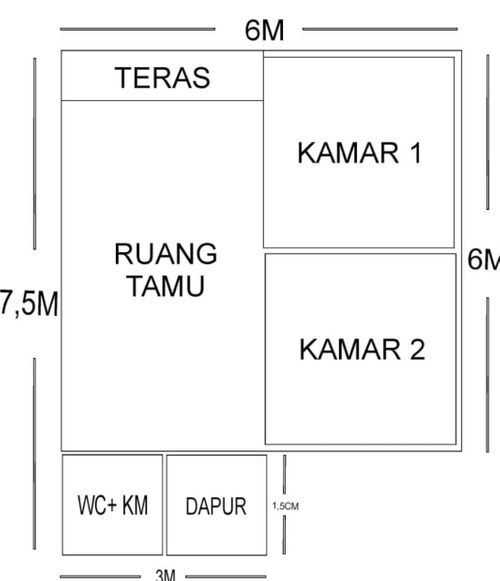 foto denah rumah tipe T36 perumahan ASANG PERMAI RESIDENCE