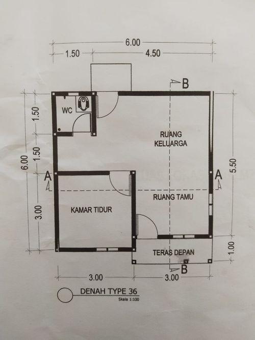 foto denah rumah tipe 36/120 perumahan Athalla Residence