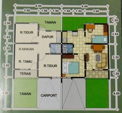foto denah rumah tipe 36/72 perumahan Perumahan Cemara Residence
