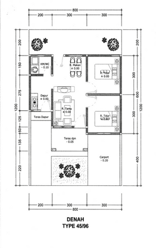 foto denah rumah tipe 45/96 perumahan Perumahan Alam Indah Benda